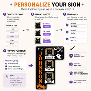 Halloween Skeleton Cats Corner Wood Acrylic Sign – Personalized Family & Pet Names - Personalized Wood Acrylic Sign be9ba479-f3db-4cc1-babf-729d1f20d78c.jpg