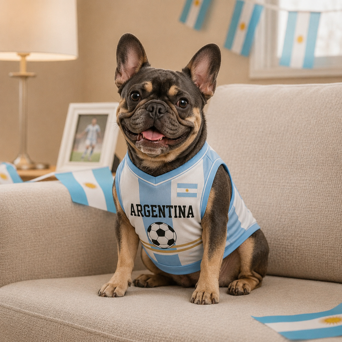 Argentina Pet Soccer Jersey, Custom Dog Jersey with Name and Number, Argentina Inspired Dog Shirt, Personalized Soccer Pet Outfit