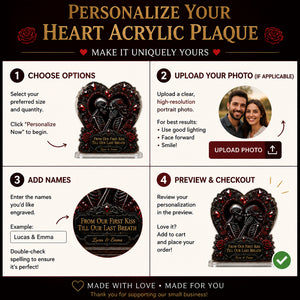 Gothic Skeleton Lovers Heart Acrylic Plaque – From Our First Kiss – Personalized Names - Personalized Heart Shaped Acrylic Plaque bea5d56a-7f36-4009-8b18-2c5db1b16b52.jpg