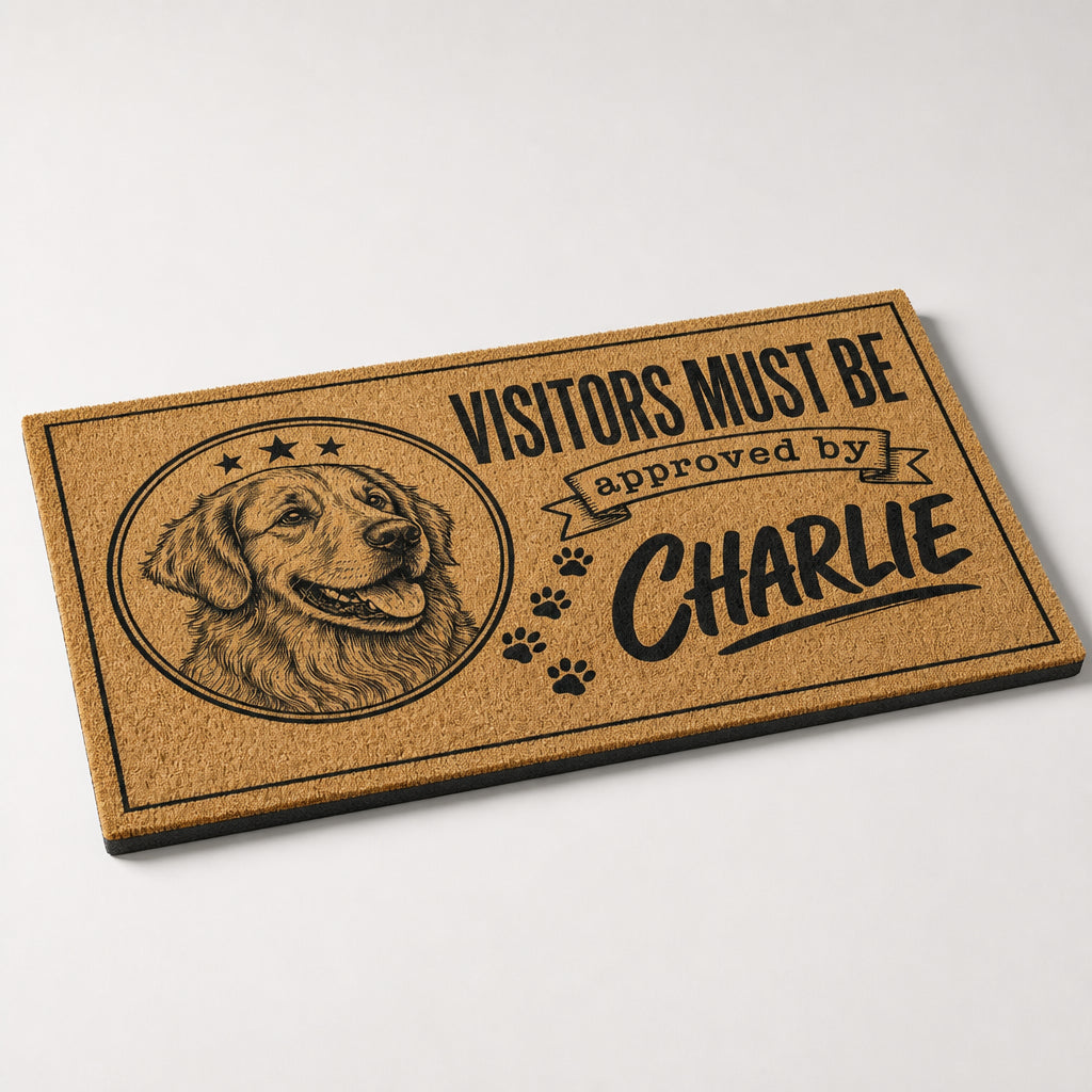 Visitors Must Be Approved By [Pet Name] – Custom Pet Portrait Doormat - Personalized Doormat beb40bf7-bf8b-4ff2-95a5-4451ae358efa.jpg