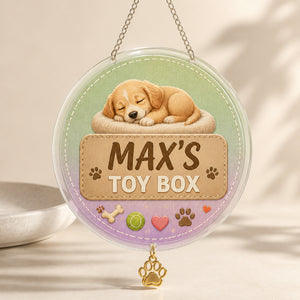 Personalized Pet Toy Storage Bin — Name's Toy Box - Personalized 1 Layered Suncatcher with Charm beda728f-e046-471c-a02f-99833e7e258b.jpg