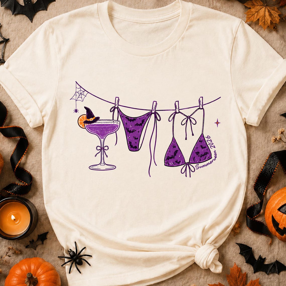 Retro Preppy Summerween Bikini Shirt, Summer Halloween T-Shirt, Halloween Funny Halloween Bikini Tee, Halloween Shirt bee87404-cd1c-40f4-b14e-32f7dac4dd78-5.jpg