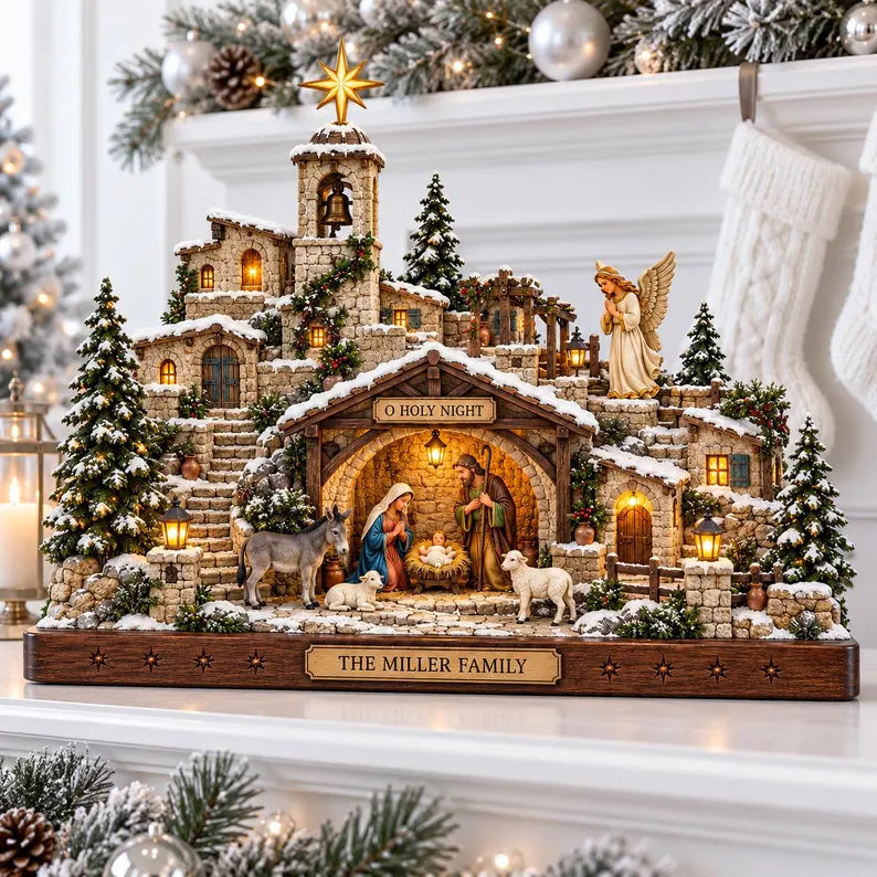 Personalized Nativity Christmas Village Wooden Block, Custom Family Holy Night Decor, Religious Christmas Winter Festive Home, Xmas Gift bef8b446-1347-4980-aabc-7e93544313c2-ghgh-22-.webp