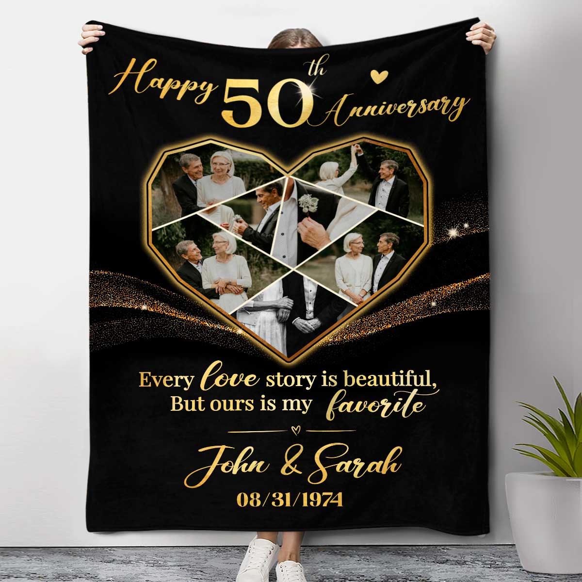 50th Wedding Anniversary Blanket, Personalized Golden Wedding Anniversary Gift, 50th Anniversary Gift For Wife Husband