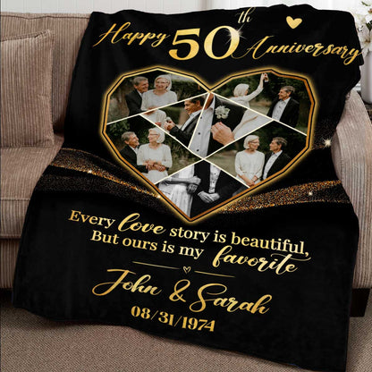 50th Wedding Anniversary Blanket, Personalized Golden Wedding Anniversary Gift, 50th Anniversary Gift For Wife Husband
