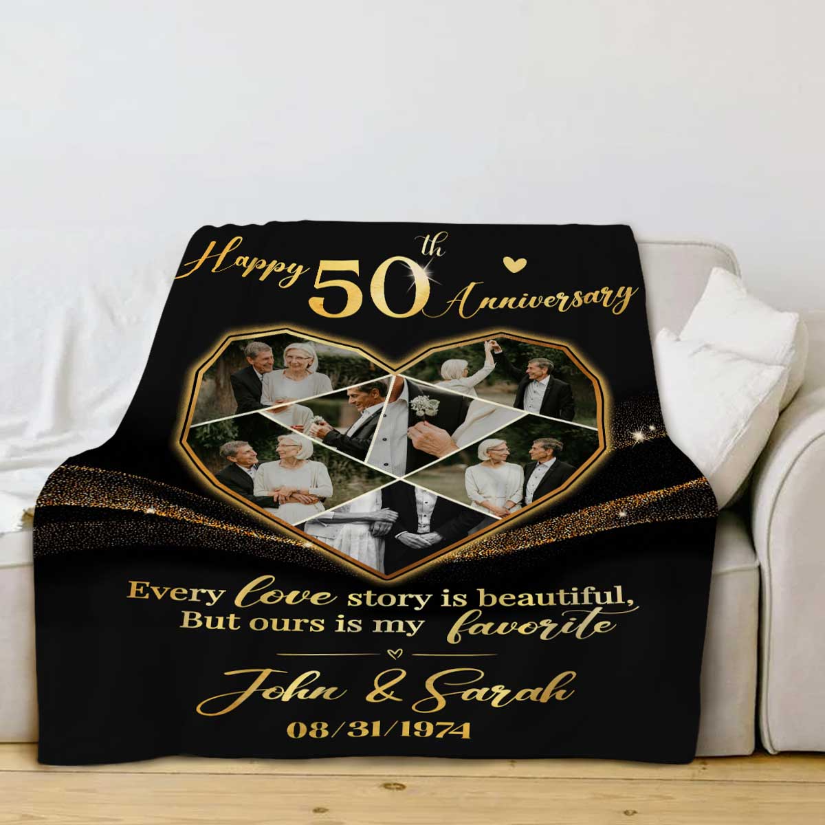 50th Wedding Anniversary Blanket, Personalized Golden Wedding Anniversary Gift, 50th Anniversary Gift For Wife Husband