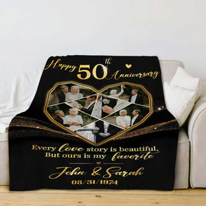 50th Wedding Anniversary Blanket, Personalized Golden Wedding Anniversary Gift, 50th Anniversary Gift For Wife Husband
