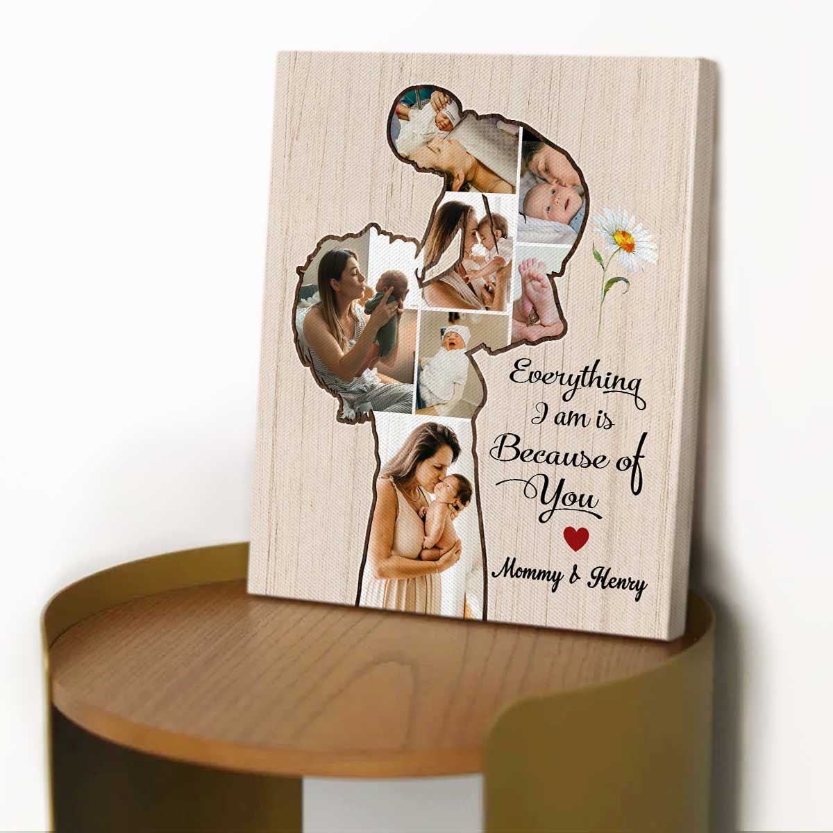 New Mother Mothers Day Gifts, Custom Mom Baby Photo Collage Canvas, Personalized Gift For New Mom, Best First Time Mom Gifts