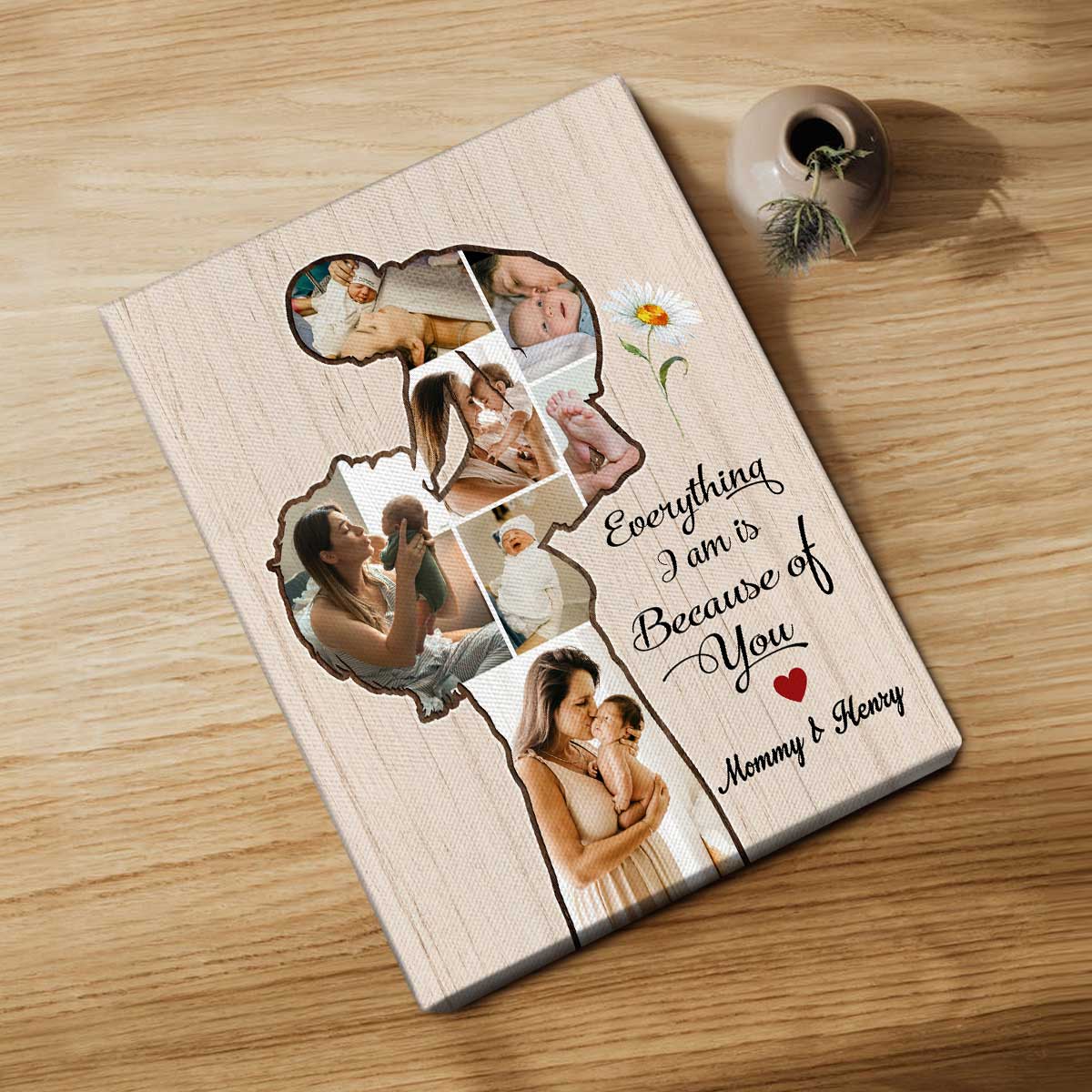 New Mother Mothers Day Gifts, Custom Mom Baby Photo Collage Canvas, Personalized Gift For New Mom, Best First Time Mom Gifts