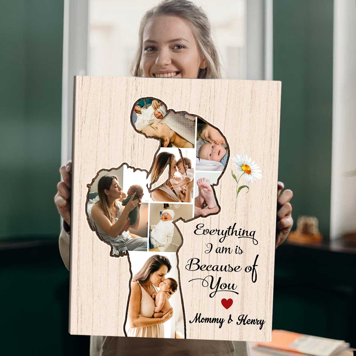 New Mother Mothers Day Gifts, Custom Mom Baby Photo Collage Canvas, Personalized Gift For New Mom, Best First Time Mom Gifts