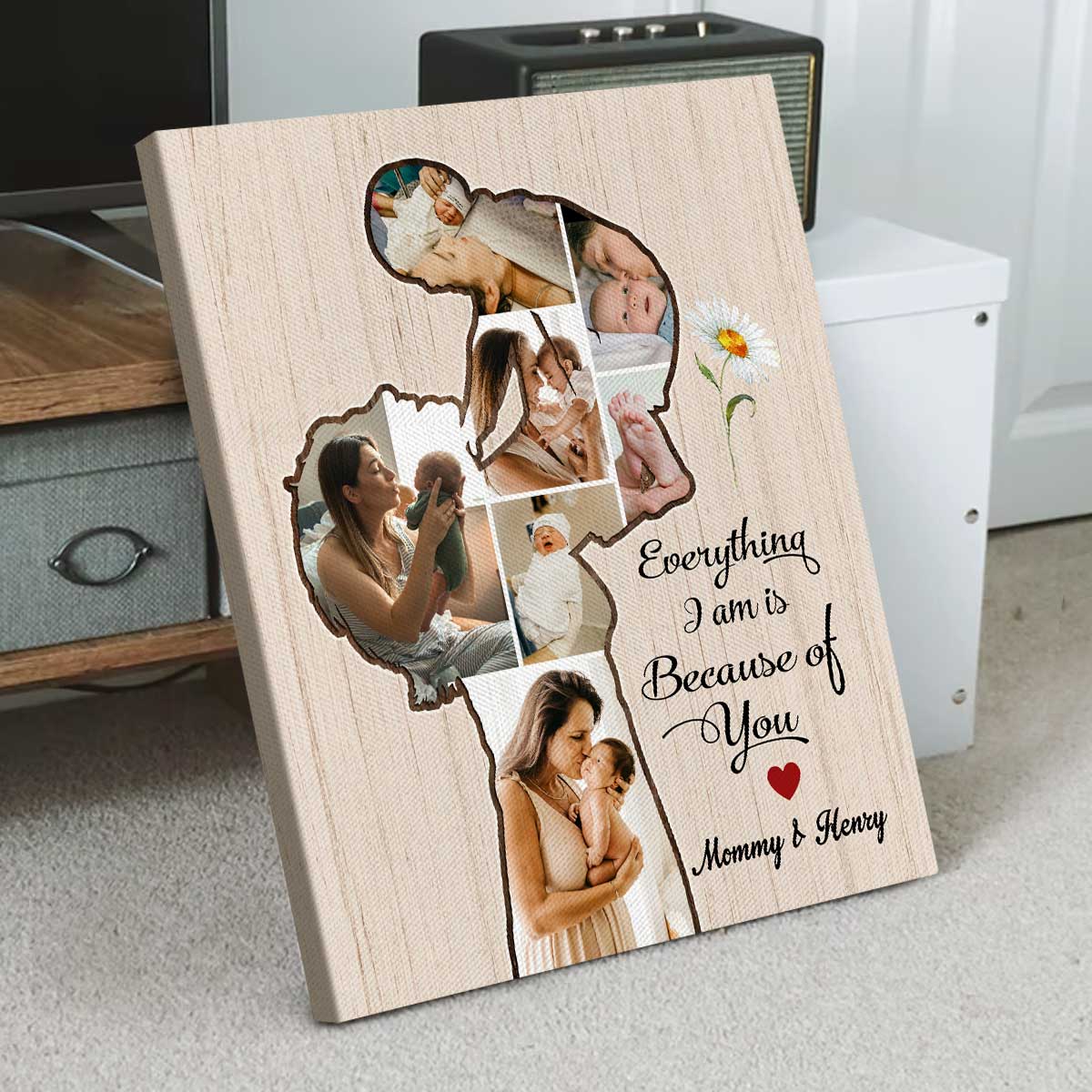 New Mother Mothers Day Gifts, Custom Mom Baby Photo Collage Canvas, Personalized Gift For New Mom, Best First Time Mom Gifts