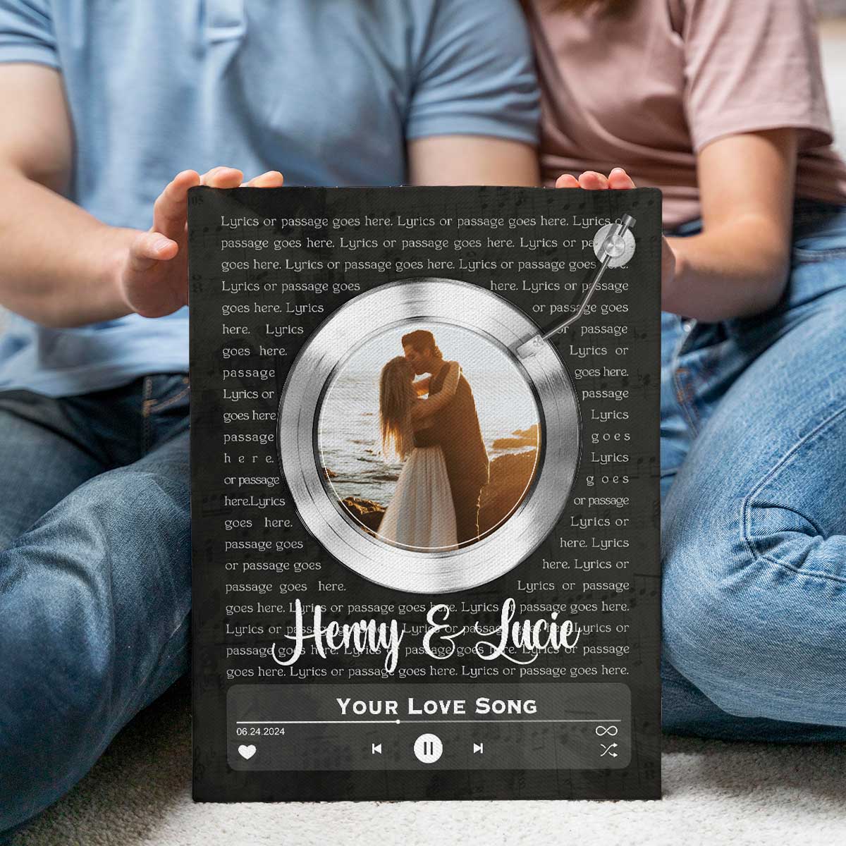 Custom Wedding Photo With Song Lyrics Canvas, Vinyl Record Song Lyrics Print For Him Her, First Dance Gifts, Personalized Wedding Valentines Gift