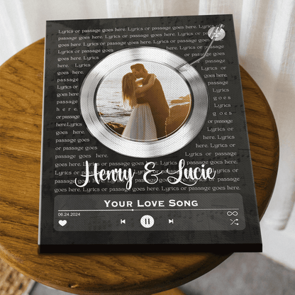Custom Wedding Photo With Song Lyrics Canvas, Vinyl Record Song Lyrics Print For Him Her, First Dance Gifts, Personalized Wedding Valentines Gift
