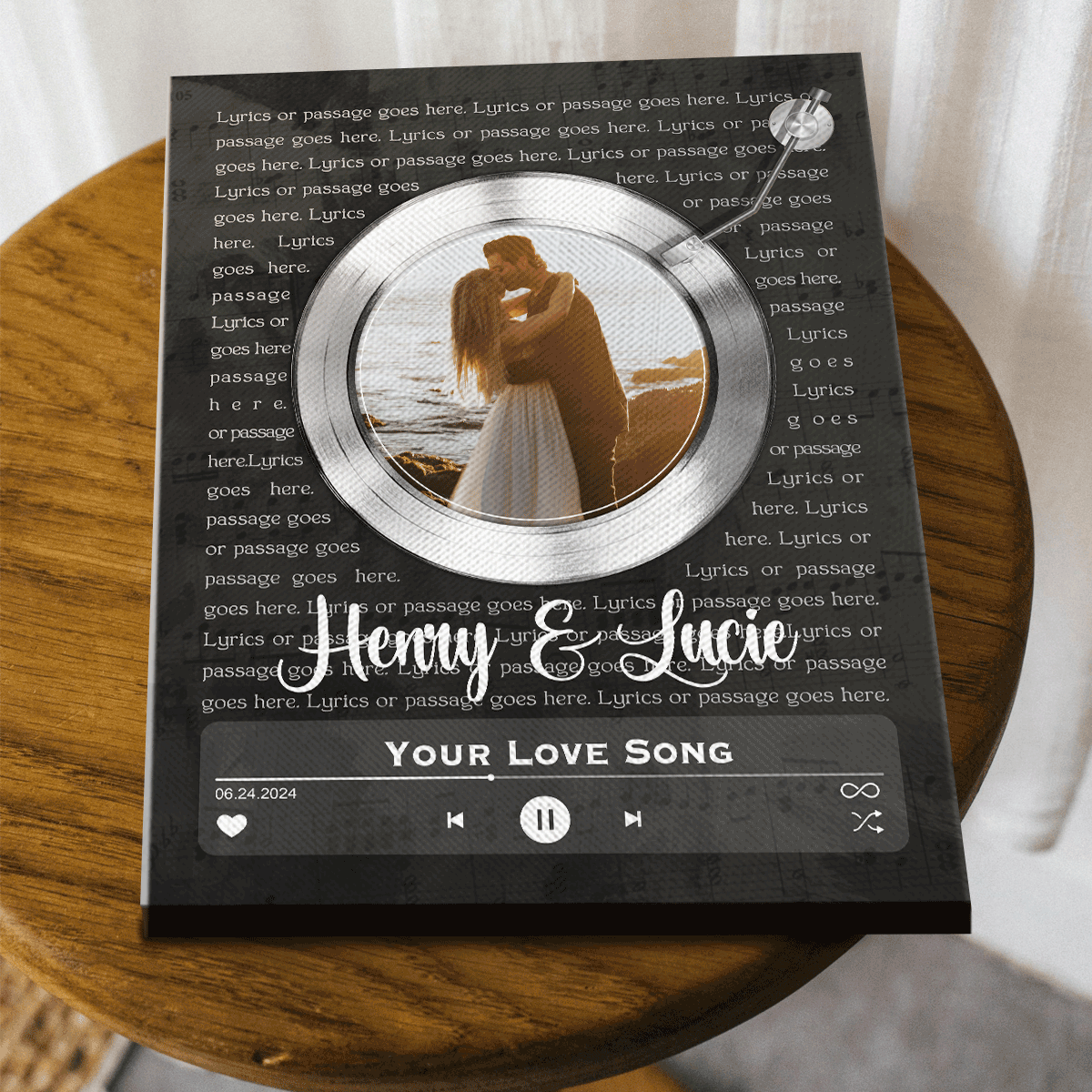 Custom Wedding Photo With Song Lyrics Canvas, Vinyl Record Song Lyrics Print For Him Her, First Dance Gifts, Personalized Wedding Valentines Gift