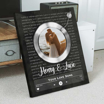 Custom Wedding Photo With Song Lyrics Canvas, Vinyl Record Song Lyrics Print For Him Her, First Dance Gifts, Personalized Wedding Valentines Gift