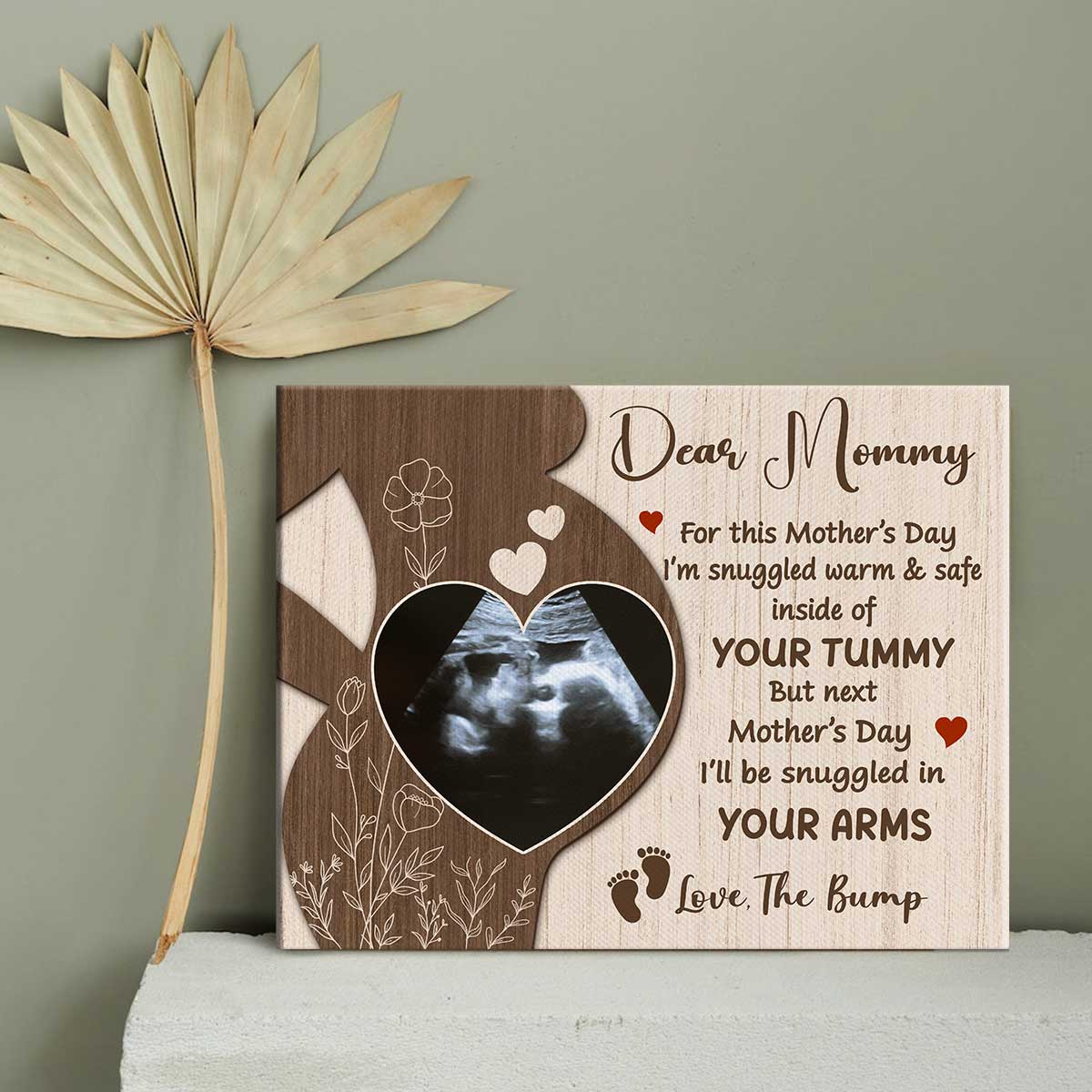 Dear Mommy From The Bump Custom Photo Canvas, Mother s Day Gift For Expecting Mother, Mommy Present From Unborn Baby