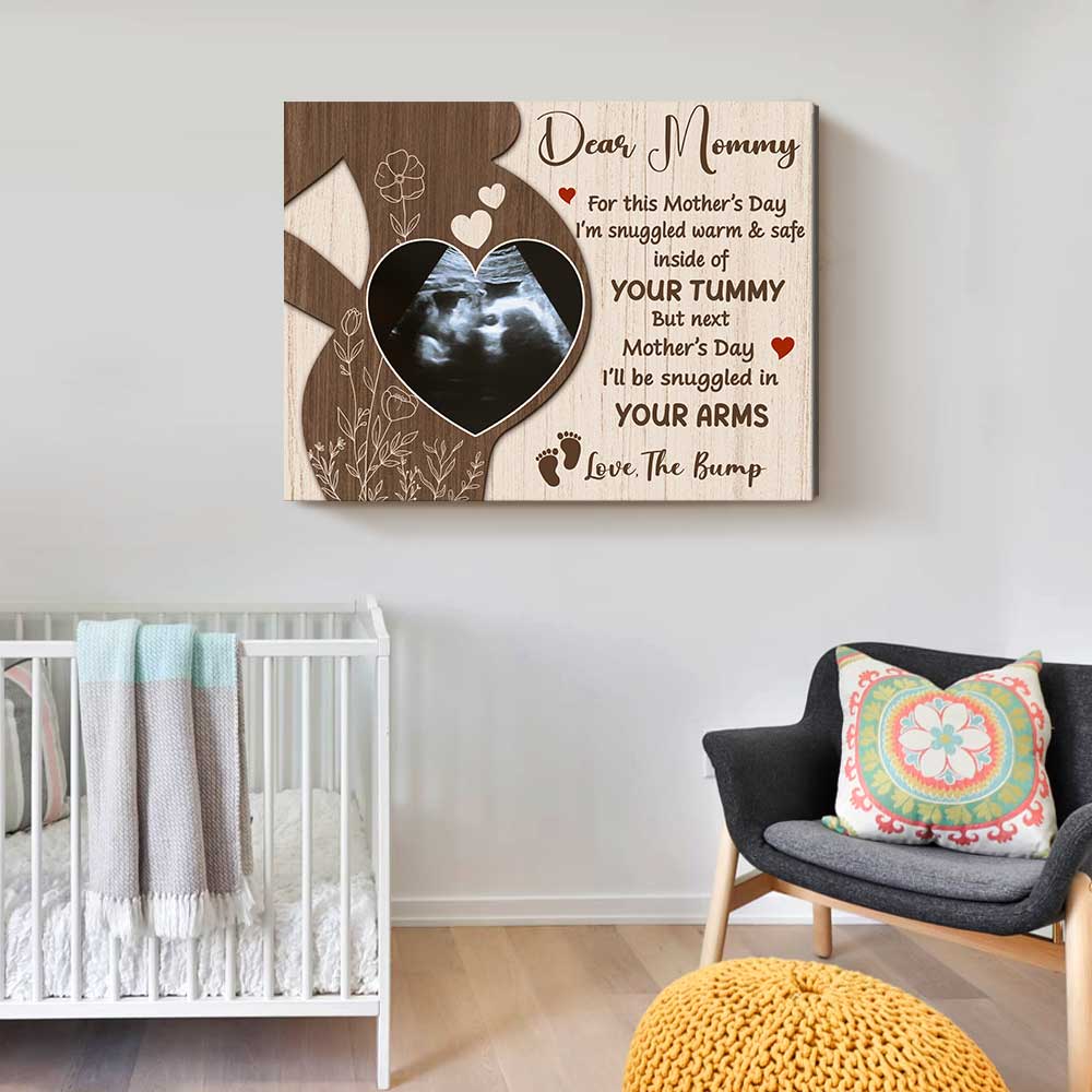 Dear Mommy From The Bump Custom Photo Canvas, Mother s Day Gift For Expecting Mother, Mommy Present From Unborn Baby