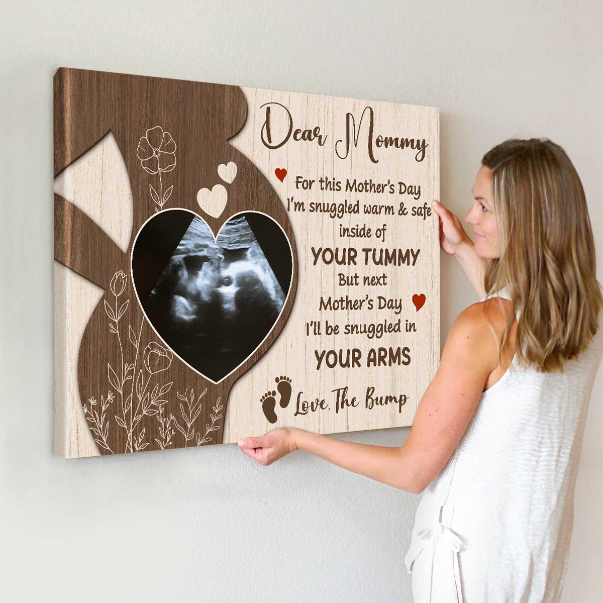 Dear Mommy From The Bump Custom Photo Canvas, Mother s Day Gift For Expecting Mother, Mommy Present From Unborn Baby