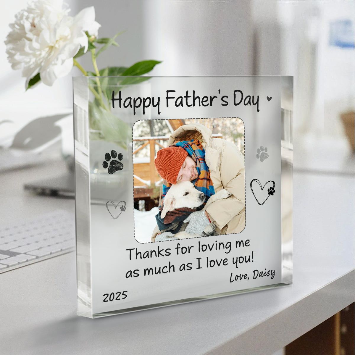 Fathers Day Gifts From Dog, Dog Dad Photo Acrylic Plaque, Personalized Dog Dad Gifts, Dog Father Gifts