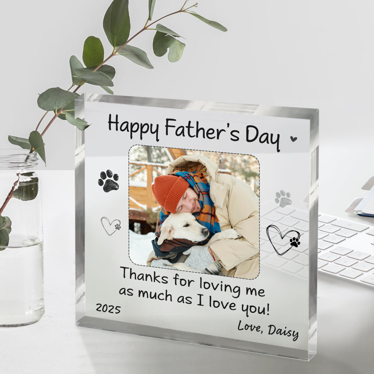 Fathers Day Gifts From Dog, Dog Dad Photo Acrylic Plaque, Personalized Dog Dad Gifts, Dog Father Gifts