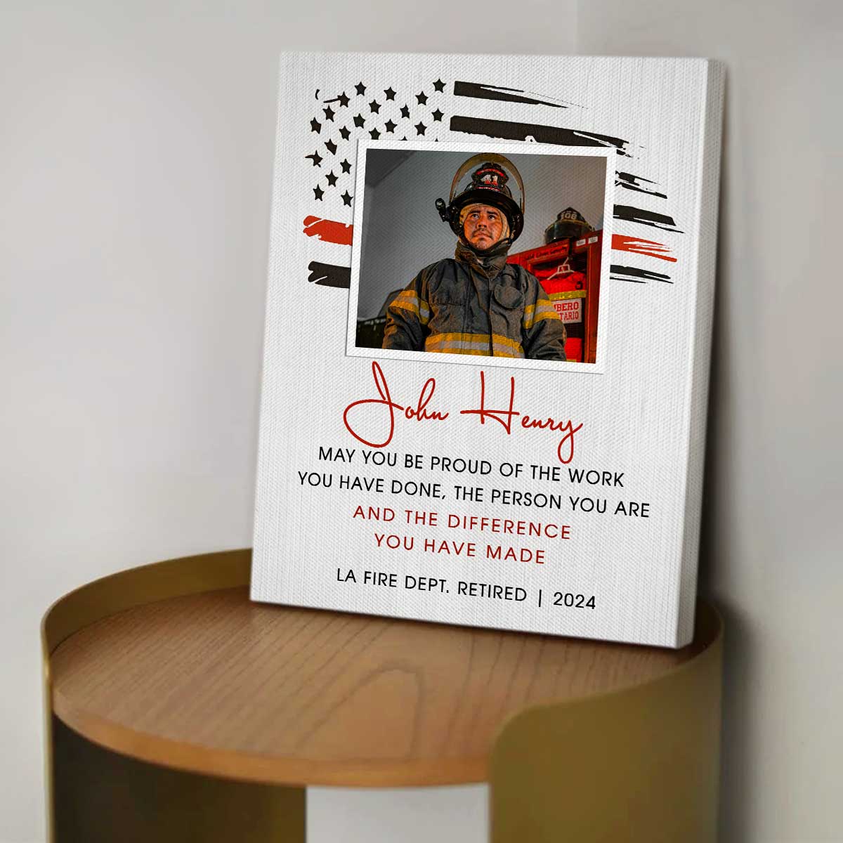 Firefighter Retirement Custom Picture Canvas, Retired Firefighter Gifts For Men, Fireman Thank You Gift, Fire Chief Retirement Gifts