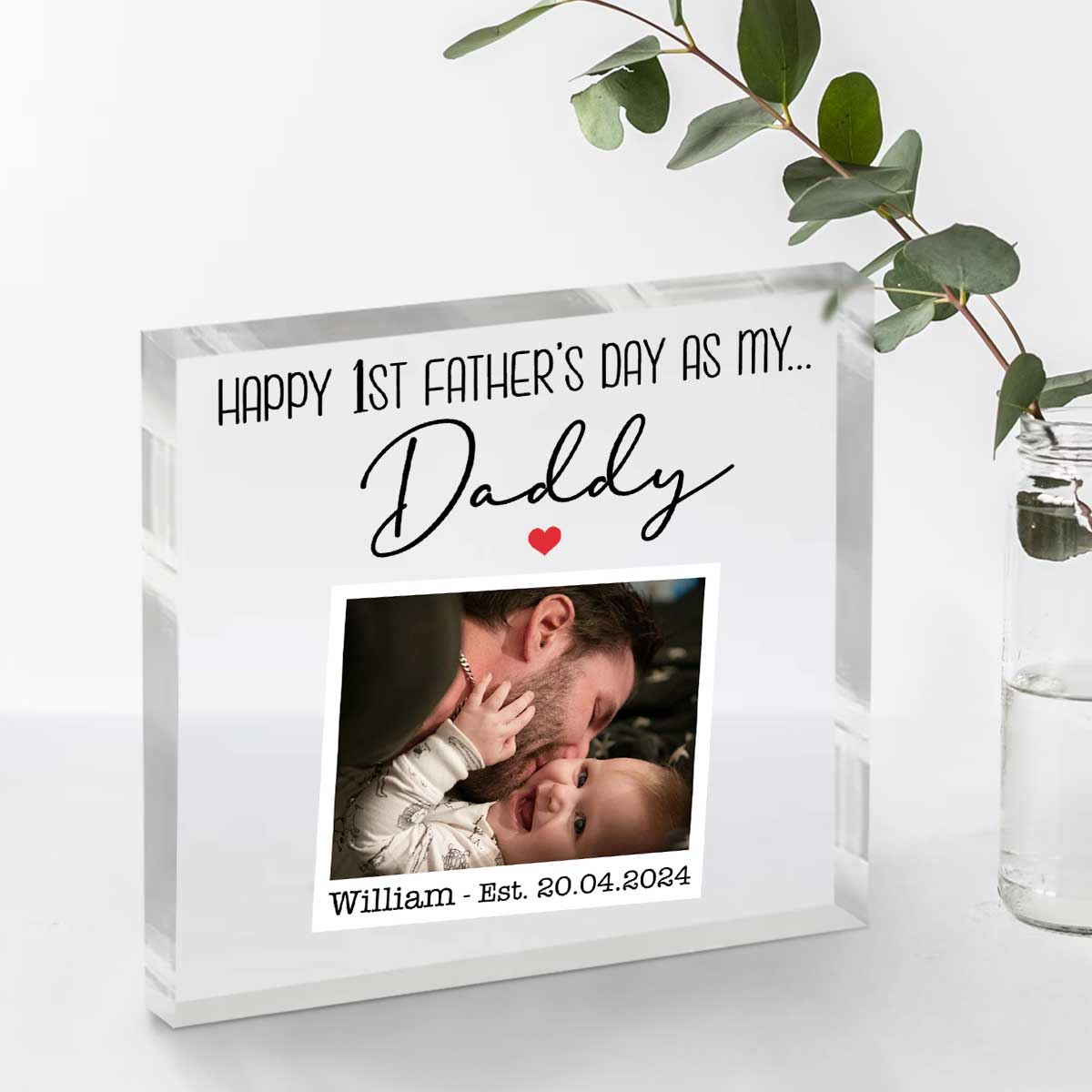 First Father s Day As My Daddy Custom Photo Acrylic Plaque, First Time Fathers Day Gifts, Personalized First Time Dad Gifts, New Dad Plaque