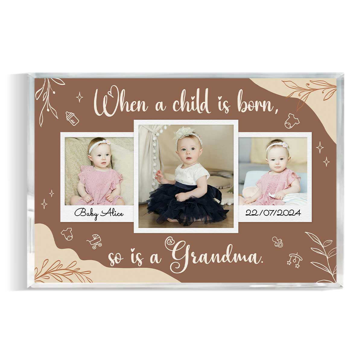 Gifts For First Time Grandmothers, When a child is born so is a grandma Custom Photo Acrylic, Gifts For New Grandmothers, Grandma To Be Gift Ideas