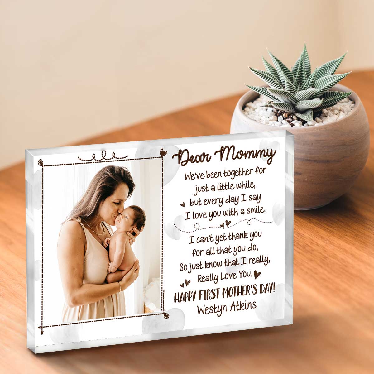 Happy First Mother s Day Custom Photo Acrylic Plaque, Mothers Day Gifts For First Time Mom, 1st Mothersday Gift, Dear Mommy From Baby Plaque