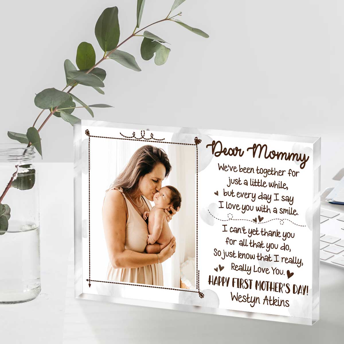 Happy First Mother s Day Custom Photo Acrylic Plaque, Mothers Day Gifts For First Time Mom, 1st Mothersday Gift, Dear Mommy From Baby Plaque