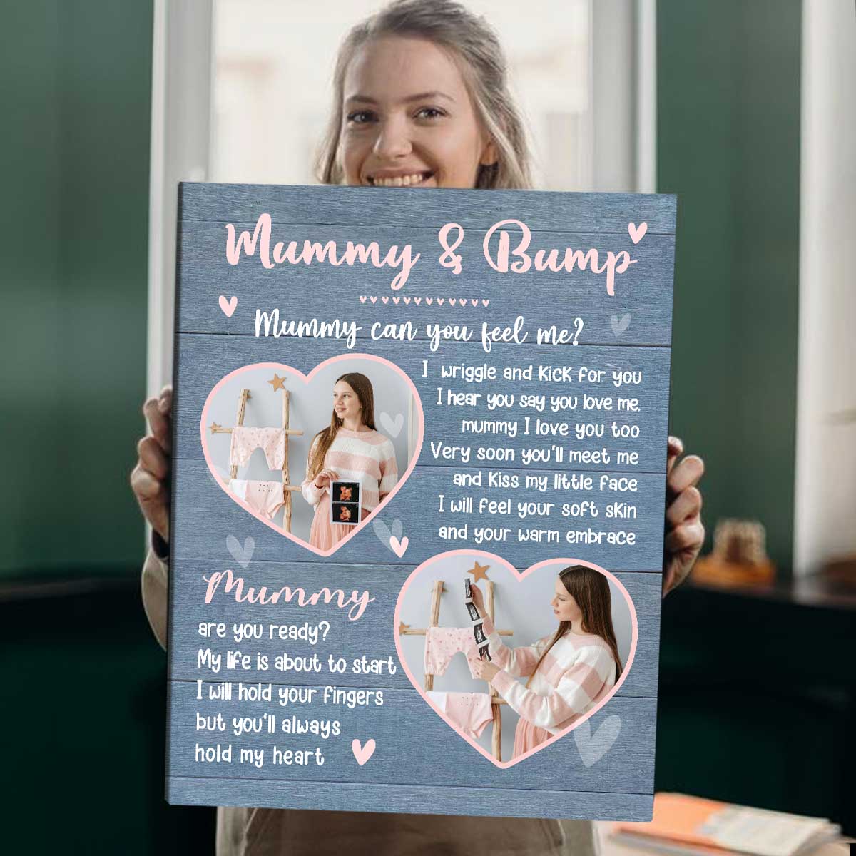 Mother's Day Pregnancy Gift For Mom To Be, Mummy And Bump Custom Photo Canvas, Personalized Ultrasound Photo Print, Gifts For Expecting Mom From Bump