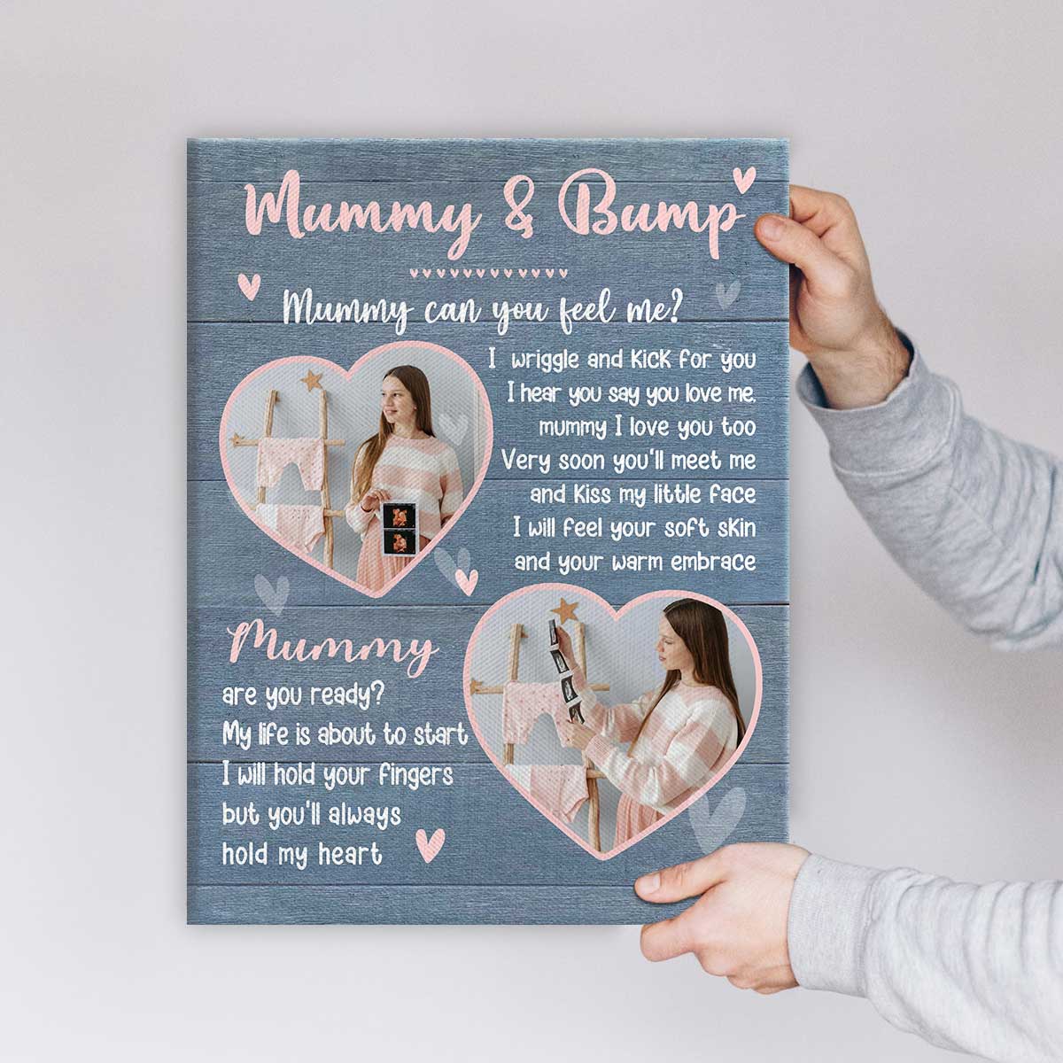 Mother's Day Pregnancy Gift For Mom To Be, Mummy And Bump Custom Photo Canvas, Personalized Ultrasound Photo Print, Gifts For Expecting Mom From Bump