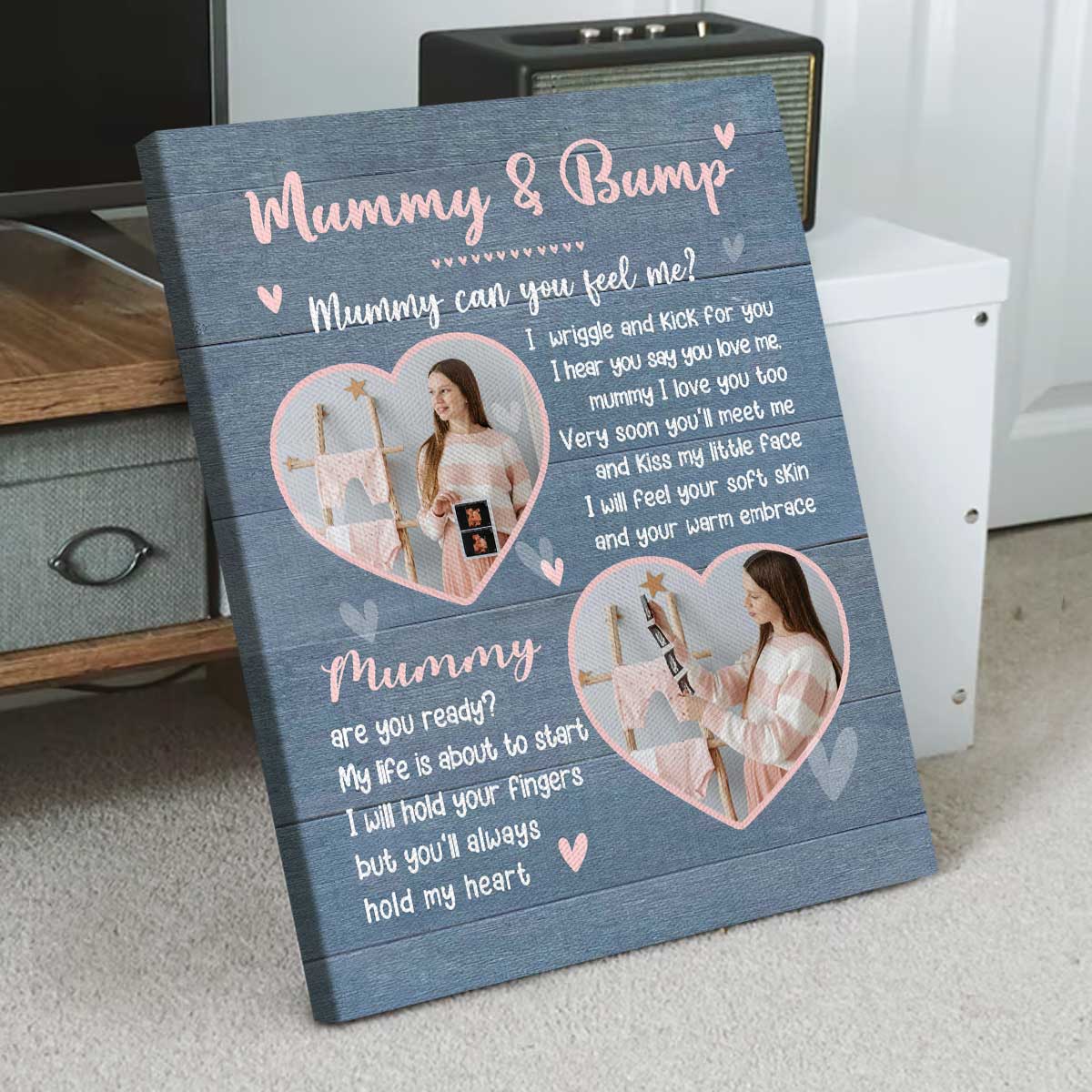 Mother's Day Pregnancy Gift For Mom To Be, Mummy And Bump Custom Photo Canvas, Personalized Ultrasound Photo Print, Gifts For Expecting Mom From Bump