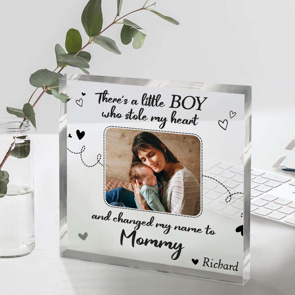 1st Mother’s Day Gift From Girl/Boy, New Mom And Daugther/Son Acrylic Plaque, Gifts For Mom From Husband, Mommy Gifts