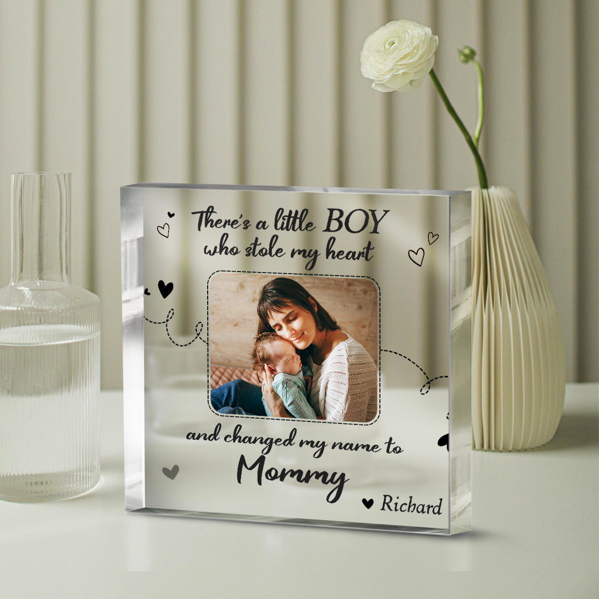1st Mother’s Day Gift From Girl/Boy, New Mom And Daugther/Son Acrylic Plaque, Gifts For Mom From Husband, Mommy Gifts