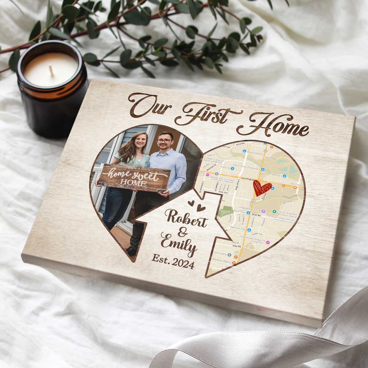 Our First Home Custom Map Canvas, Gift for First Home Couple, Personalised Housewarming Gift, New Home Owners Custom Gift, Realtor Closing Gift