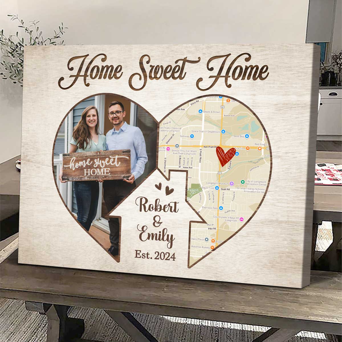 Our First Home Custom Map Canvas, Gift for First Home Couple, Personalised Housewarming Gift, New Home Owners Custom Gift, Realtor Closing Gift