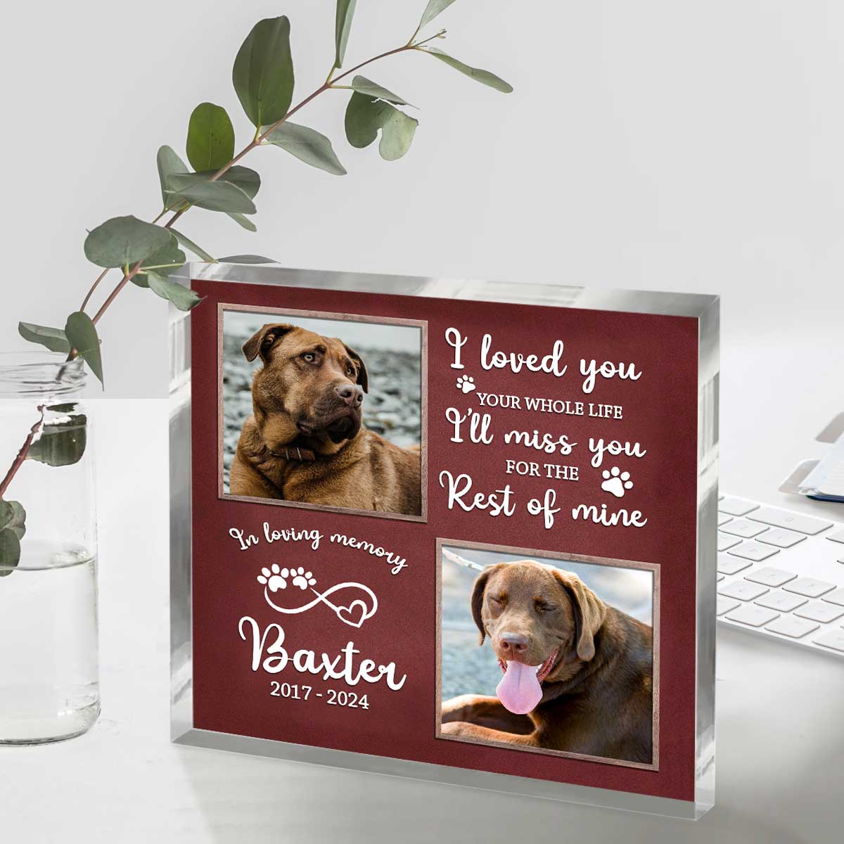 Personalized Dog Passing Gifts, Custom Dog Memorial Picture Acrylic Plaque, Dog Remembrance Gifts, Pet Loss Gift, Pet Death Gift