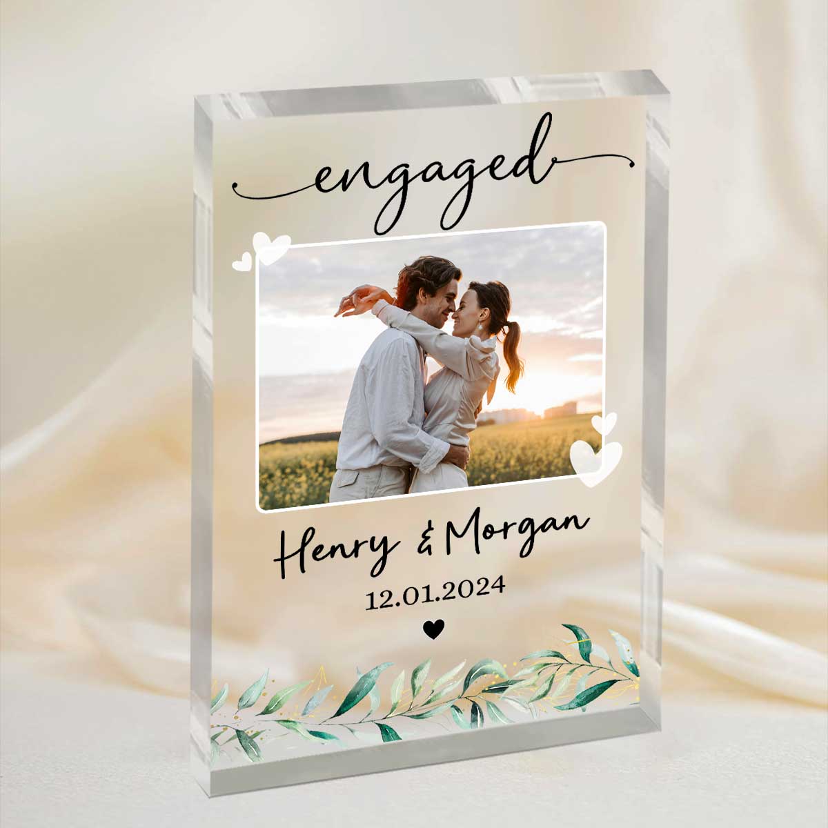 Personalized Engagement Photo Gift, Newly Engaged Couple Acrylic Block, Engagement Gift For Couple, Engaged Plaque, Engagement Keepsake Gift