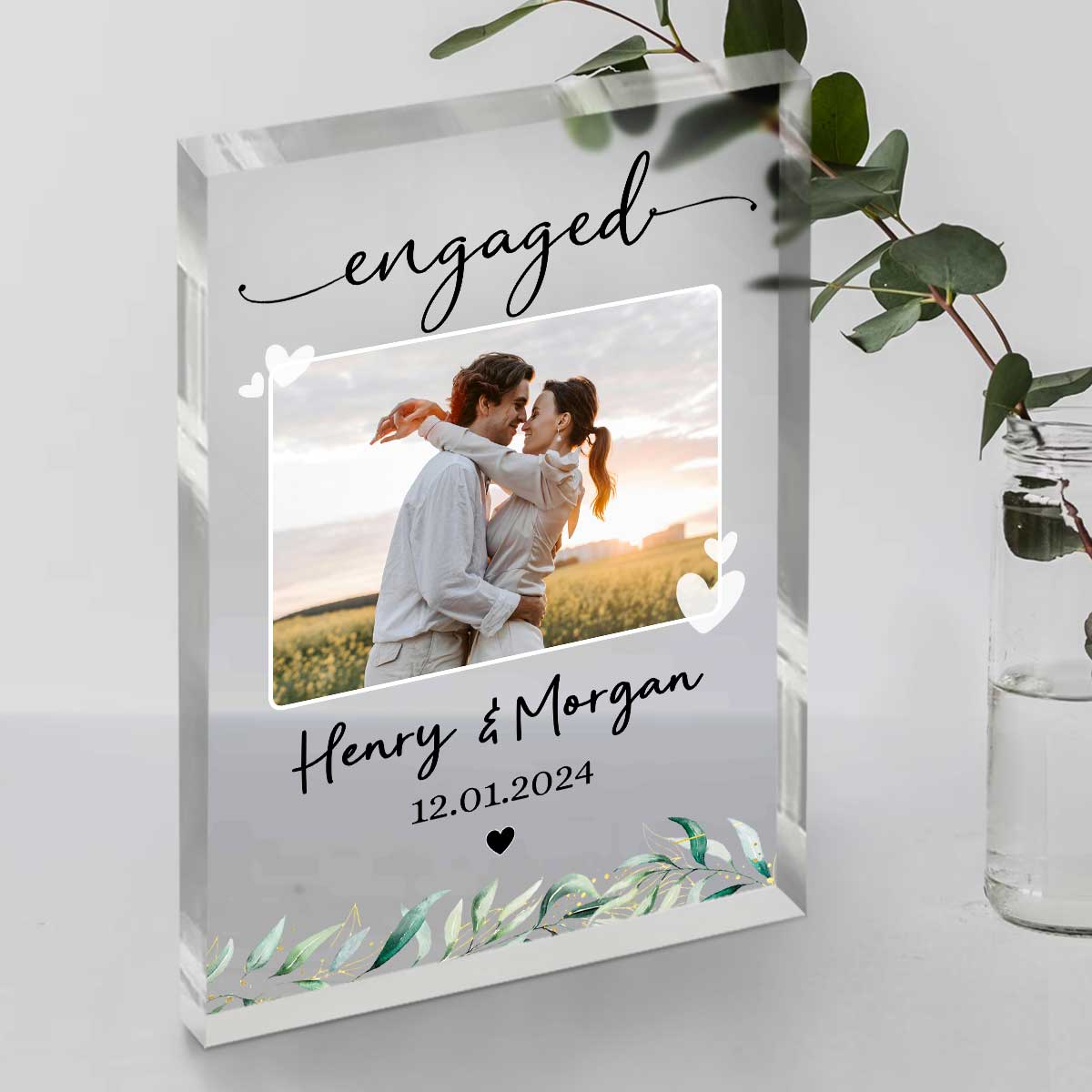 Personalized Engagement Photo Gift, Newly Engaged Couple Acrylic Block, Engagement Gift For Couple, Engaged Plaque, Engagement Keepsake Gift