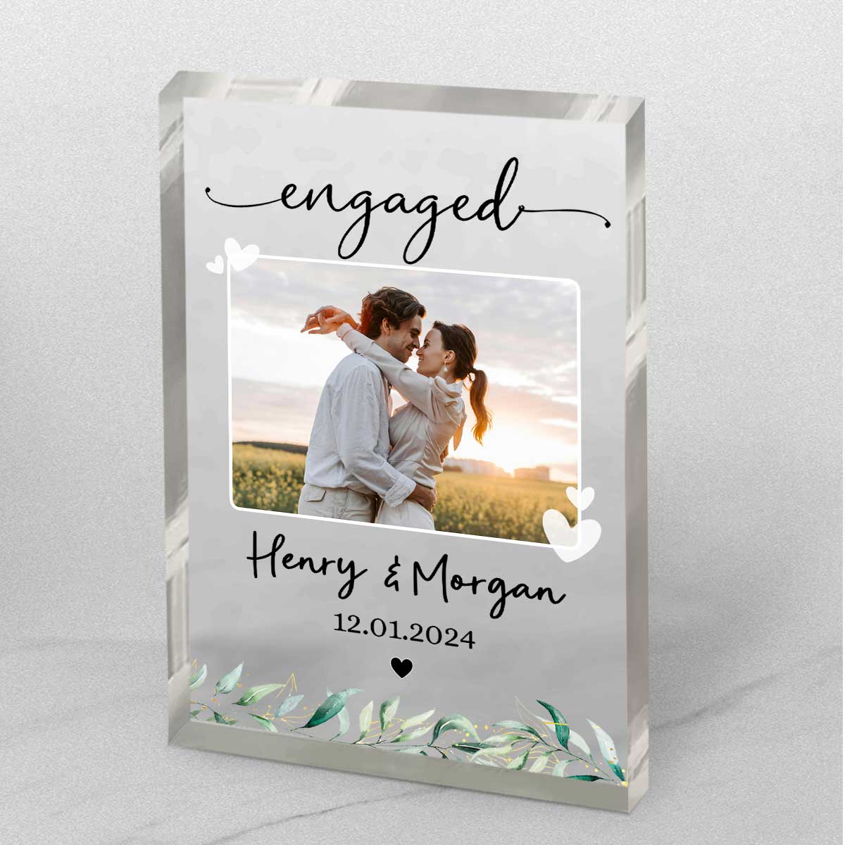 Personalized Engagement Photo Gift, Newly Engaged Couple Acrylic Block, Engagement Gift For Couple, Engaged Plaque, Engagement Keepsake Gift