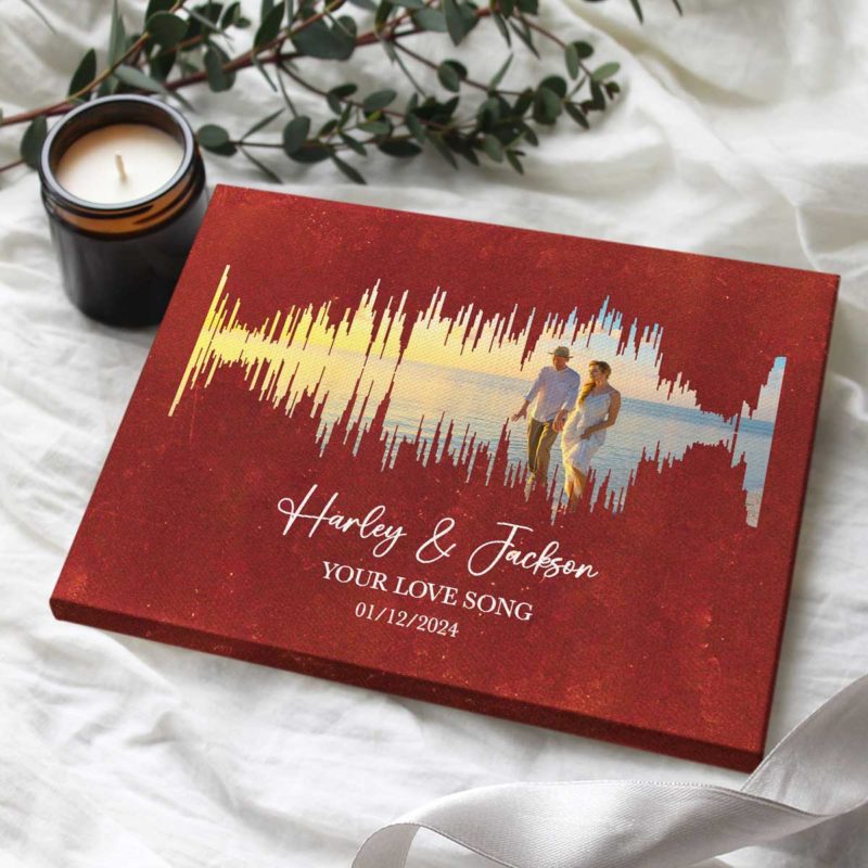 Personalized First Dance Sound Wave Photo Print, Custom Sound Wave With Photo Canvas, Gift For Newlyweds, Valentines Gift For Couple