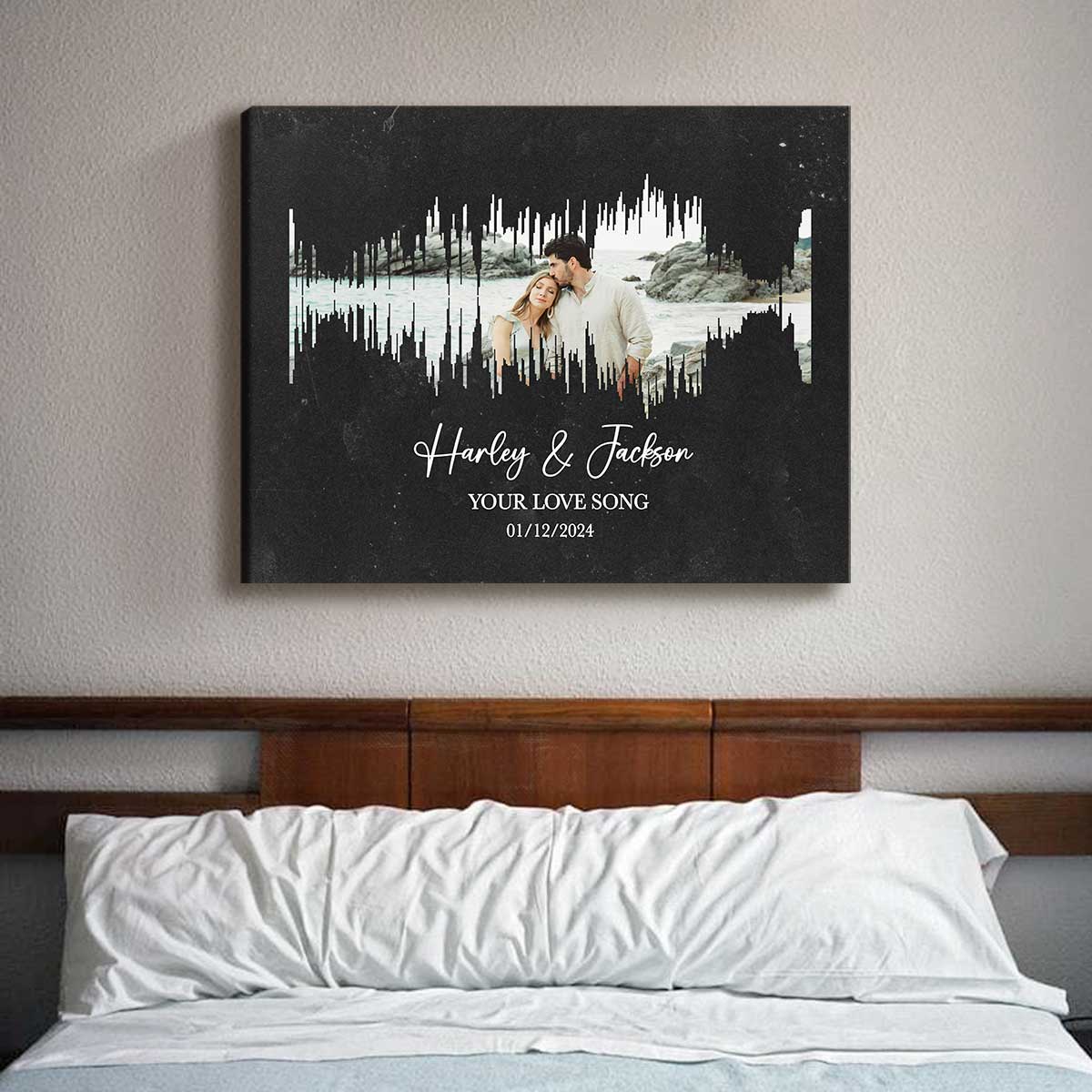 Personalized First Dance Sound Wave Photo Print, Custom Sound Wave With Photo Canvas, Gift For Newlyweds, Valentines Gift For Couple