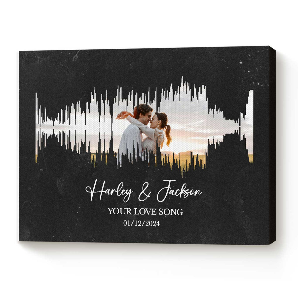 Personalized First Dance Sound Wave Photo Print, Custom Sound Wave With Photo Canvas, Gift For Newlyweds, Valentines Gift For Couple