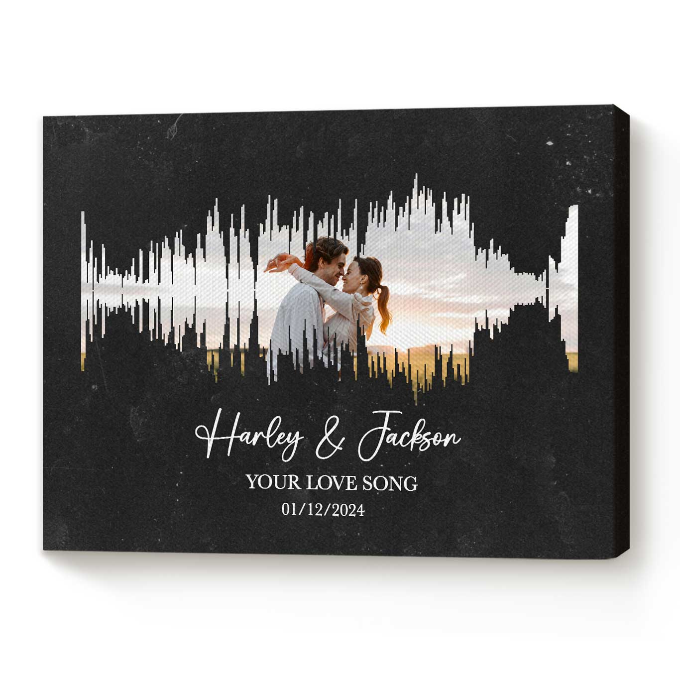 Personalized First Dance Sound Wave Photo Print, Custom Sound Wave With Photo Canvas, Gift For Newlyweds, Valentines Gift For Couple