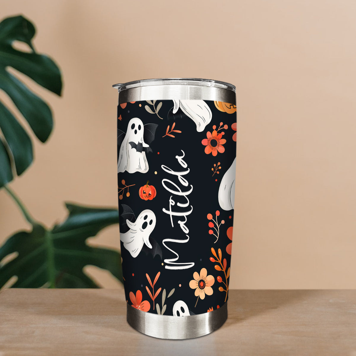 Personalized Halloween Ghost Tumbler, Spooky Ghost Travel Cup, Custom Halloween Tumbler, Halloween Gift for Her, Halloween Party Gift