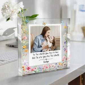 Personalized Mom Acrylic Plaque Custom Photo Gift for Mom, Floral Polaroid Keepsake, Mother s Day Gift For Mom From Daughter