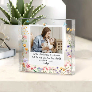 Personalized Mom Acrylic Plaque Custom Photo Gift for Mom, Floral Polaroid Keepsake, Mother s Day Gift For Mom From Daughter