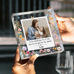 Personalized Mom Acrylic Plaque Custom Photo Gift for Mom, Floral Polaroid Keepsake, Mother s Day Gift For Mom From Daughter