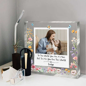 Personalized Mom Acrylic Plaque Custom Photo Gift for Mom, Floral Polaroid Keepsake, Mother s Day Gift For Mom From Daughter