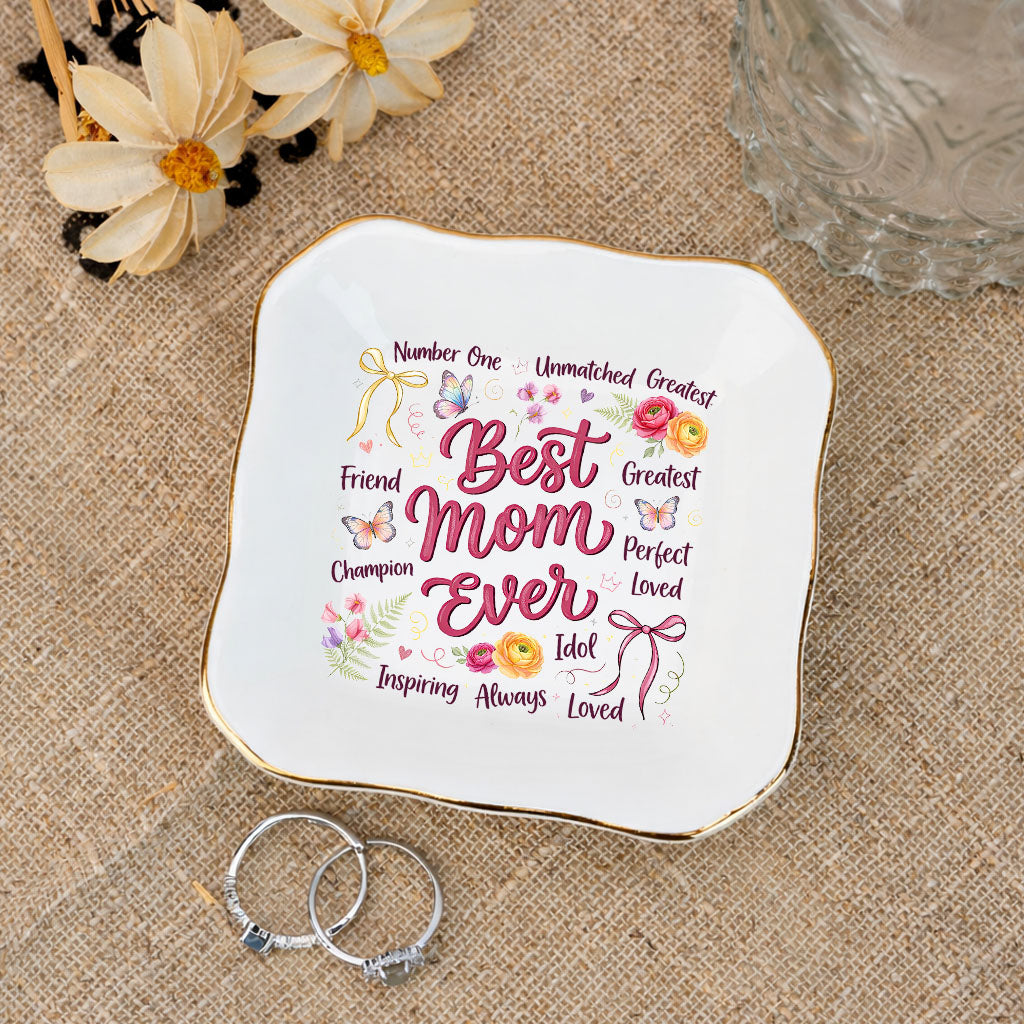 Personalized Mom Jewery Plate, Mothers Day Gift , Choose Your Design , Floral Mom Tee, Gift For Mom